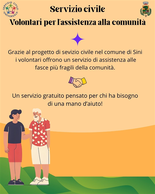 Servizio Civile Universale: Avvio adesioni al progetto Il benessere per tutti  - Volontari per l'assistenza alla comunità.